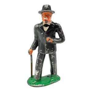 Vintage 1930's Lead Barclay 3" Train Layout Man With Cane #619